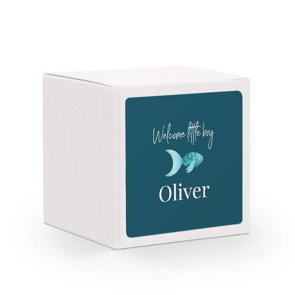 Boîte en papier blanc, sticker carré (lot de 24)