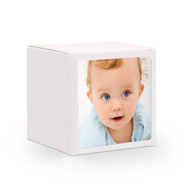 Paper box white square sticker - set of 24