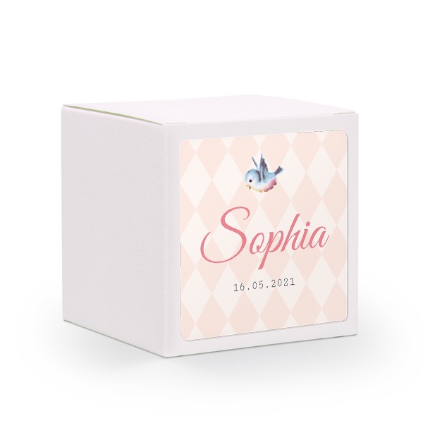 Presentask vit med kvadratiskt klistermärke - 24 st