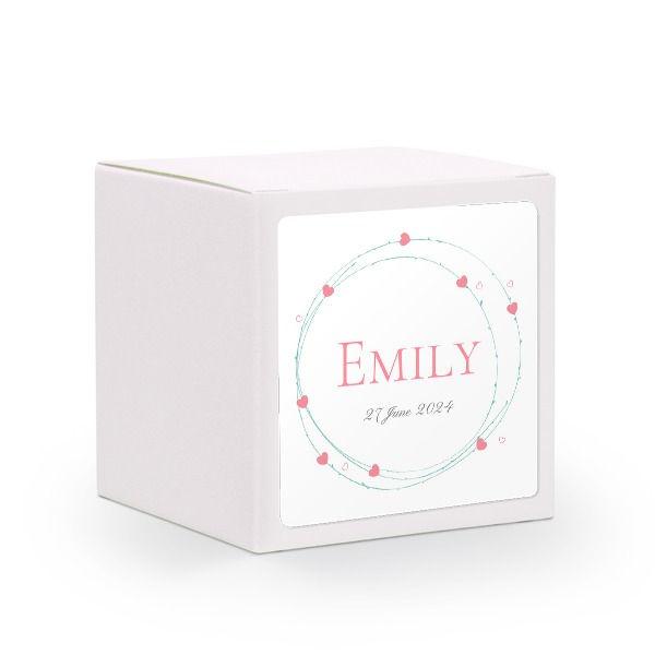 Presentask vit med kvadratiskt klistermärke - 24 st