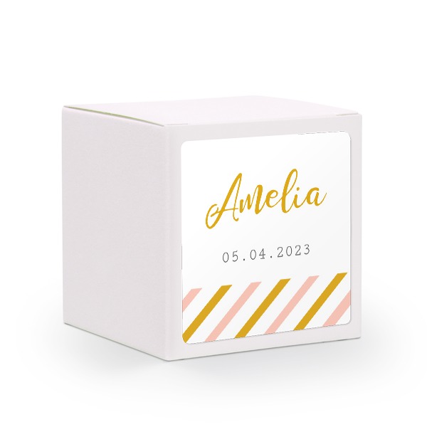 Gaveboks hvit med kvadratisk klistremerke - 24 stk