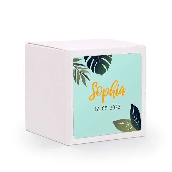 Presentask vit med kvadratiskt klistermärke - 24 st