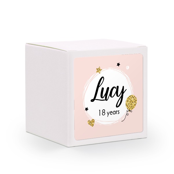 Paper box white square sticker - set of 24