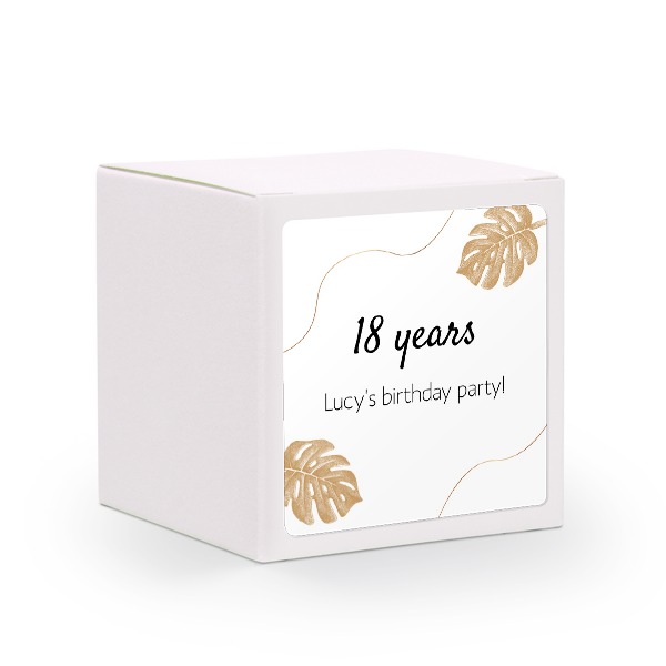 Paper box white square sticker - set of 24