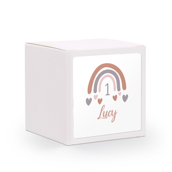 Paper box white square sticker - set of 24
