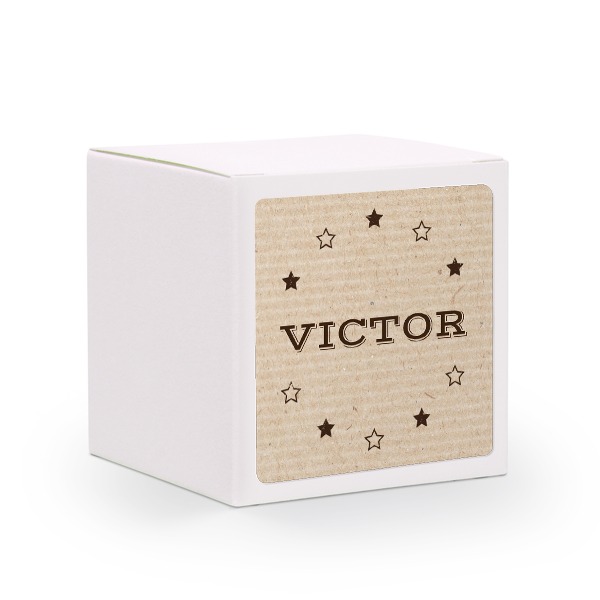 Paper box white square sticker - set of 24