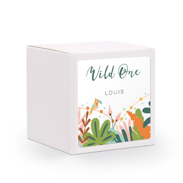 Paper box white square sticker - set of 24