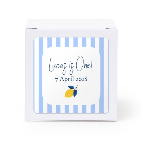 Paper box white square sticker - set of 24