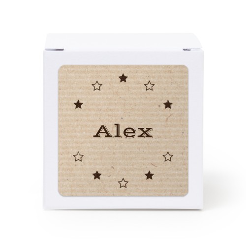 Paper box white square sticker - set of 24