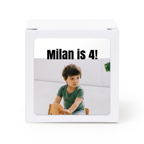 Presentask vit med kvadratiskt klistermärke - 24 st