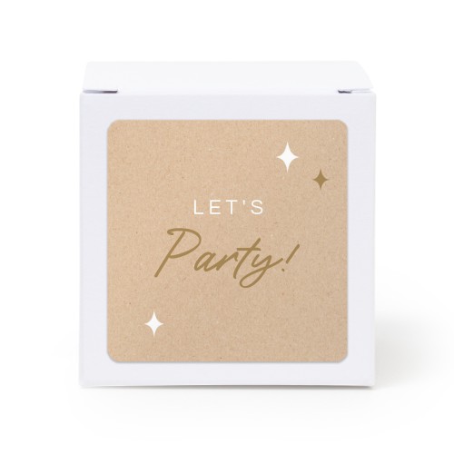 Boîte en papier blanc, sticker carré (lot de 24)