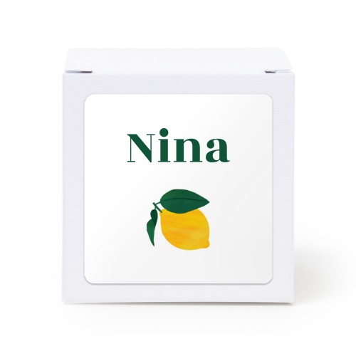 Paper box white square sticker - set of 24