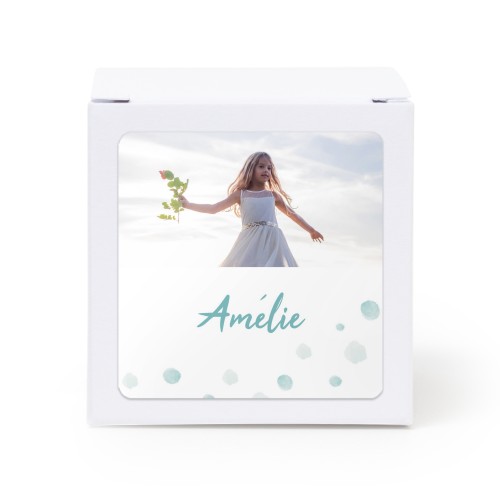 Paper box white square sticker - set of 24