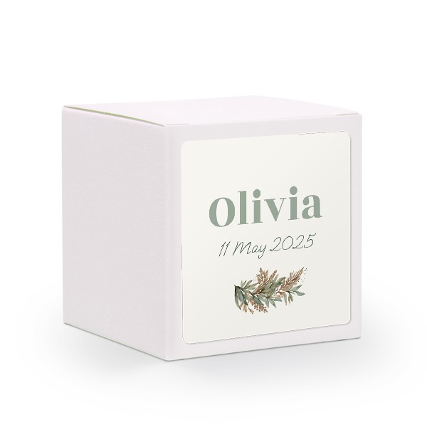 Paper box white square sticker - set of 24