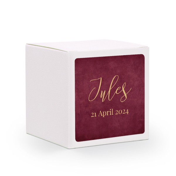 Paper box white square sticker - set of 24