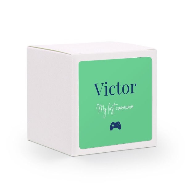 Paper box white square sticker - set of 24