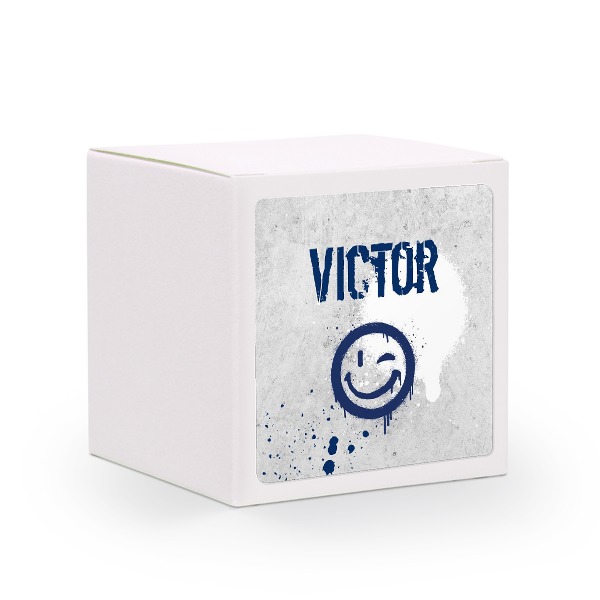 Paper box white square sticker - set of 24