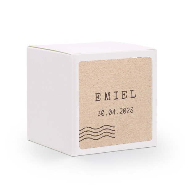 Gaveæske hvid med kvadratisk klistermærke - 24 stk