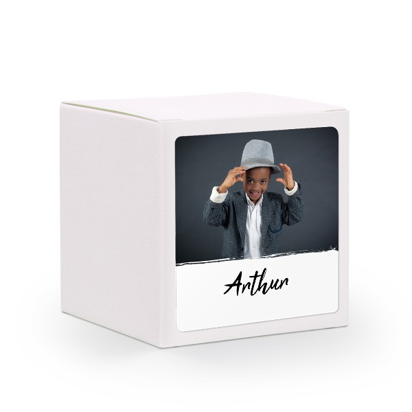 Paper box white square sticker - set of 24