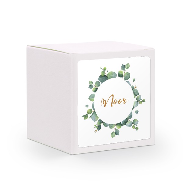 Paper box white square sticker - set of 24