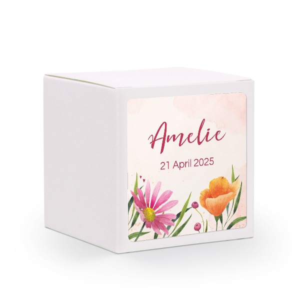 Paper box white square sticker - set of 24