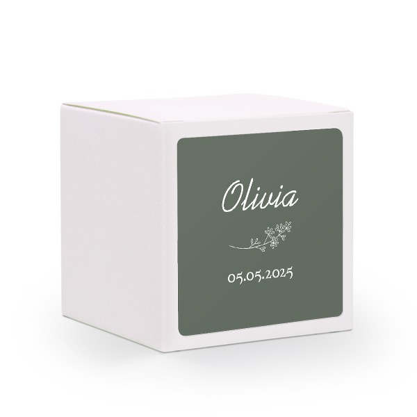 Paper box white square sticker - set of 24