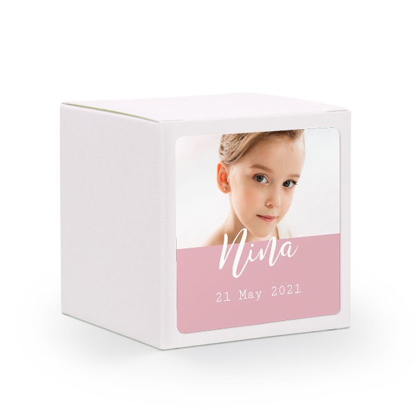 Paper box white square sticker - set of 24