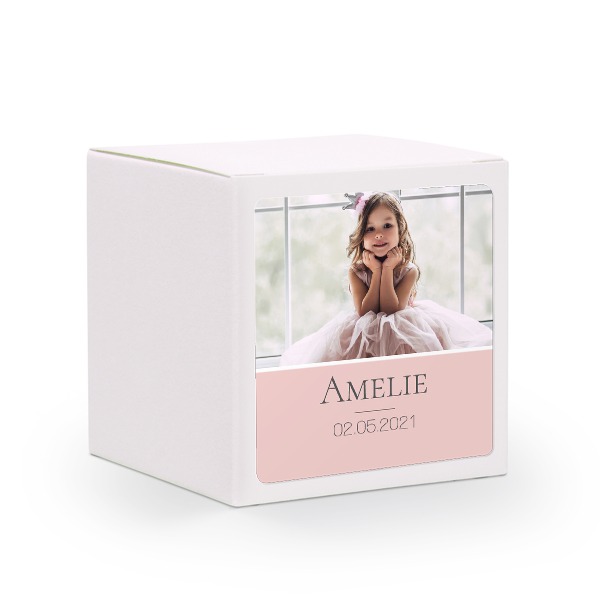 Paper box white square sticker - set of 24