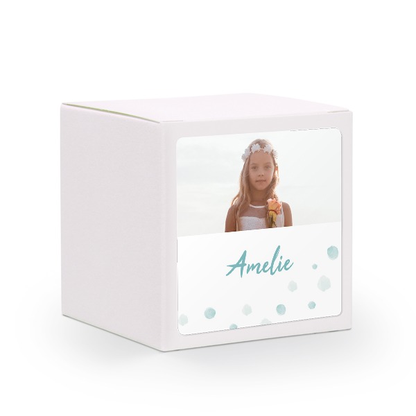 Paper box white square sticker - set of 24