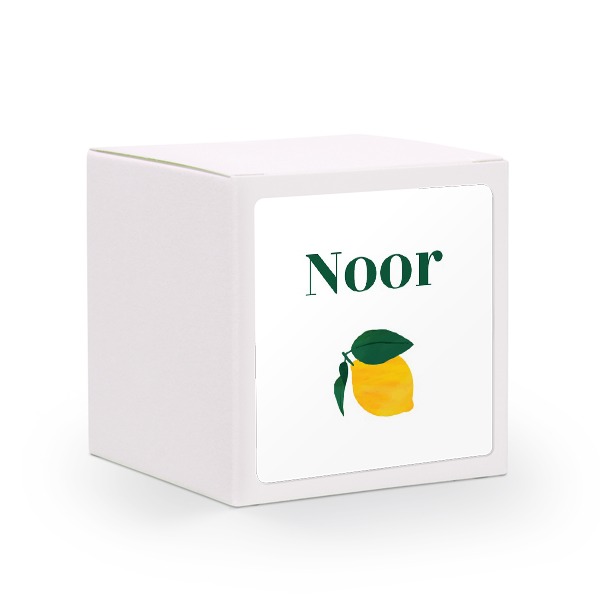 Paper box white square sticker - set of 24