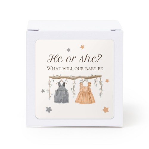 Paper box white square sticker - set of 24