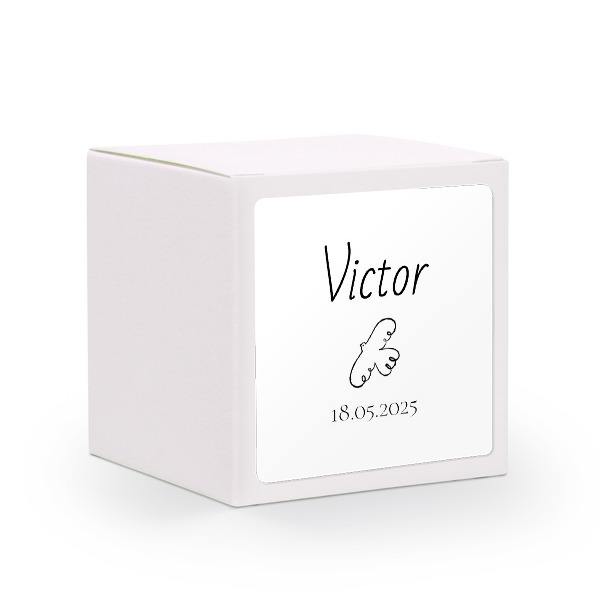 Paper box white square sticker - set of 24