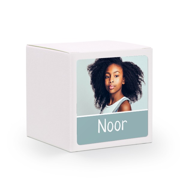 Paper box white square sticker - set of 24