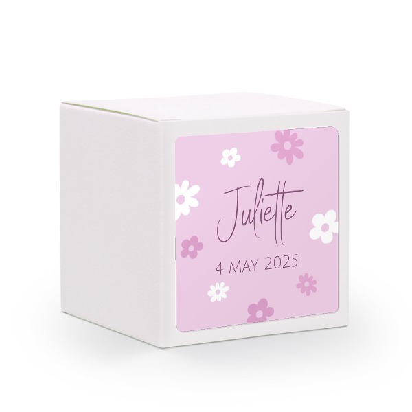 Paper box white square sticker - set of 24