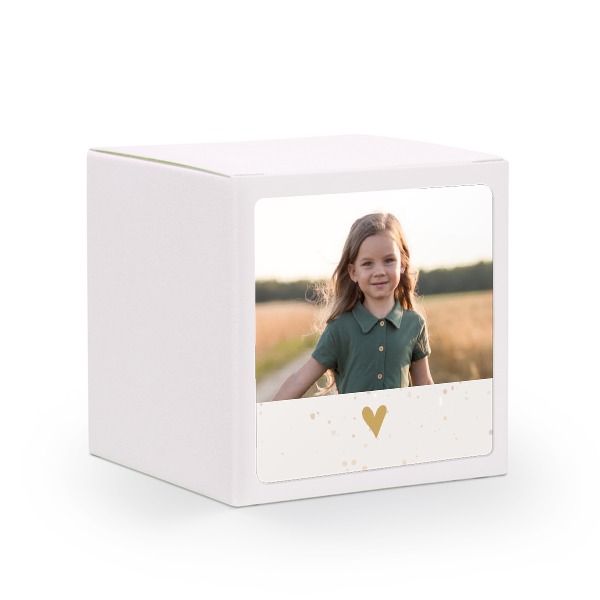 Paper box white square sticker - set of 24