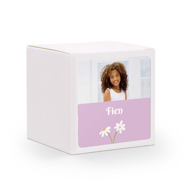 Presentask vit med kvadratiskt klistermärke - 24 st