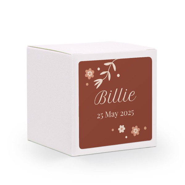 Paper box white square sticker - set of 24