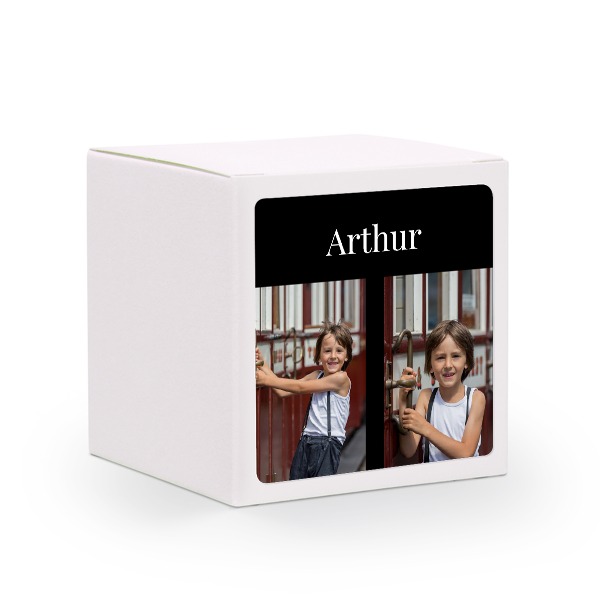Paper box white square sticker - set of 24