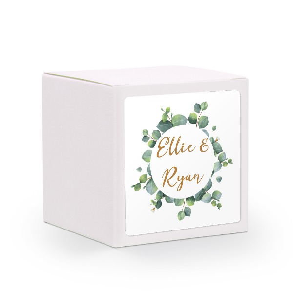 Paper box white square sticker - set of 24