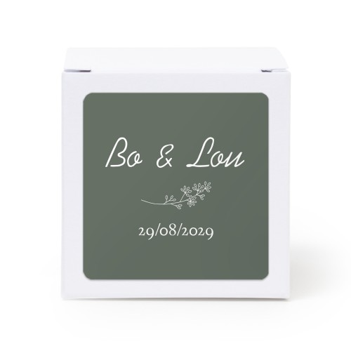 Paper box white square sticker - set of 24