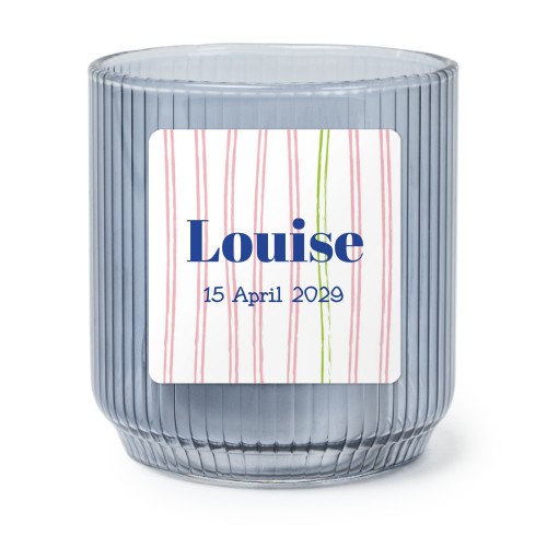 Theelichthouder blauw met vierkante sticker - set van 6