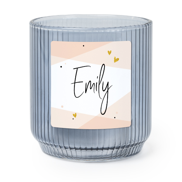 Personalised Blue Glass Tealight Holder with Square Stickers – Set of 6