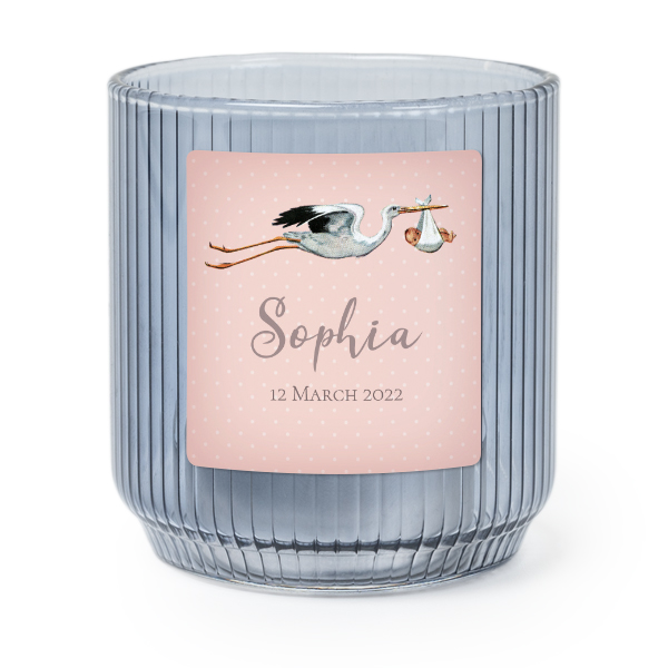 Värmeljushållare i blått glas med fyrkantiga klistermärken – 6 st