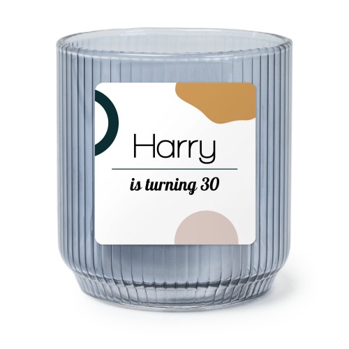 Personalised Blue Glass Tealight Holder with Square Stickers – Set of 6