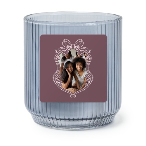 Personalised Blue Glass Tealight Holder with Square Stickers – Set of 6