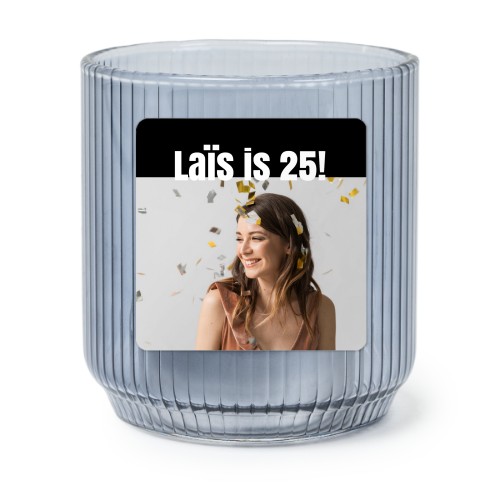 Personalised Blue Glass Tealight Holder with Square Stickers – Set of 6