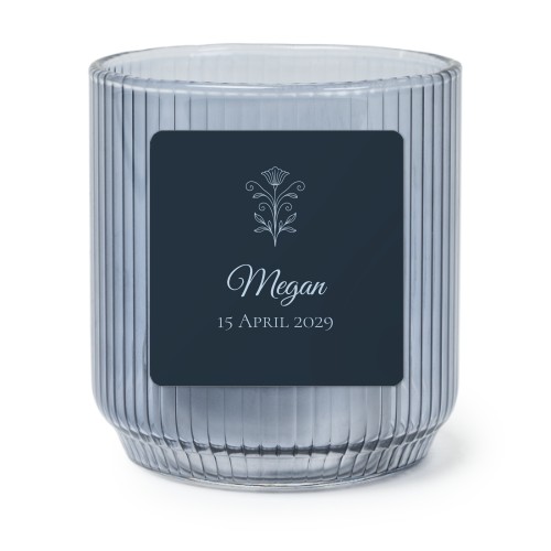 Lysholder i glass blå med firkantede klistermerker - 6 stk Lysholder i glass blå med firkantede klistermerker - 6 stk