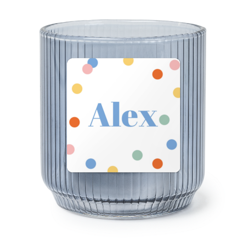 Personalised Blue Glass Tealight Holder with Square Stickers – Set of 6 Personalised Blue Glass Tealight Holder with Square Stickers – Set of 6