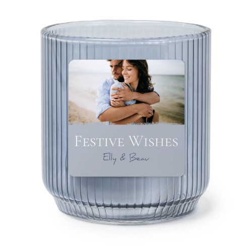 Värmeljushållare i blått glas med fyrkantiga klistermärken – 6 st