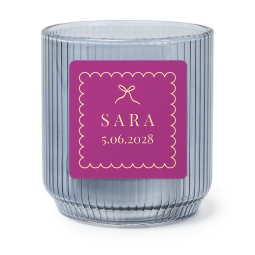 Personalised Blue Glass Tealight Holder with Square Stickers – Set of 6